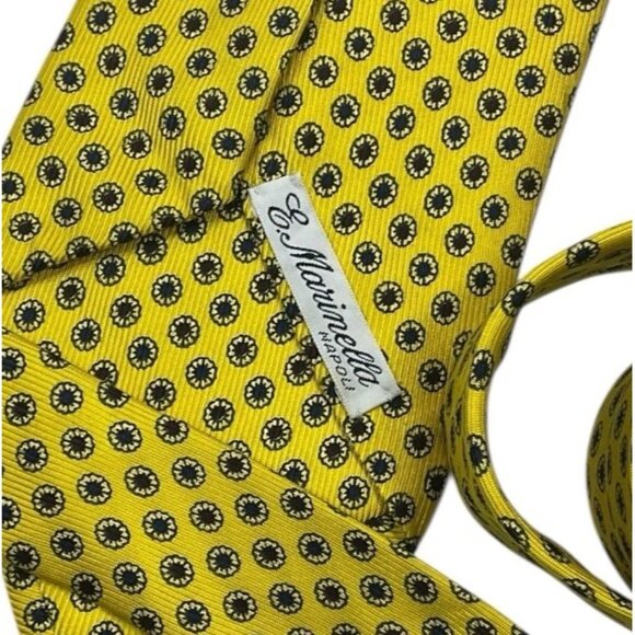 E. MARINELLA Men's 100% Silk Necktie LUXURY Tie Yellow Floral W:4" EUC - Picture 2 of 5